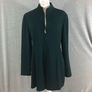 St. John Essentials Zippered Green Sweater Size 14